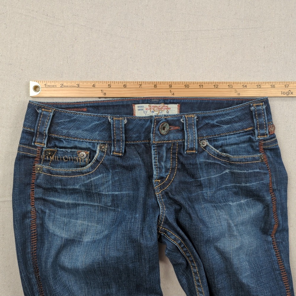 1921 Jeans Womens 28 Blue Surplus Flare Distressed Faded Boho - Picture 7 of 16